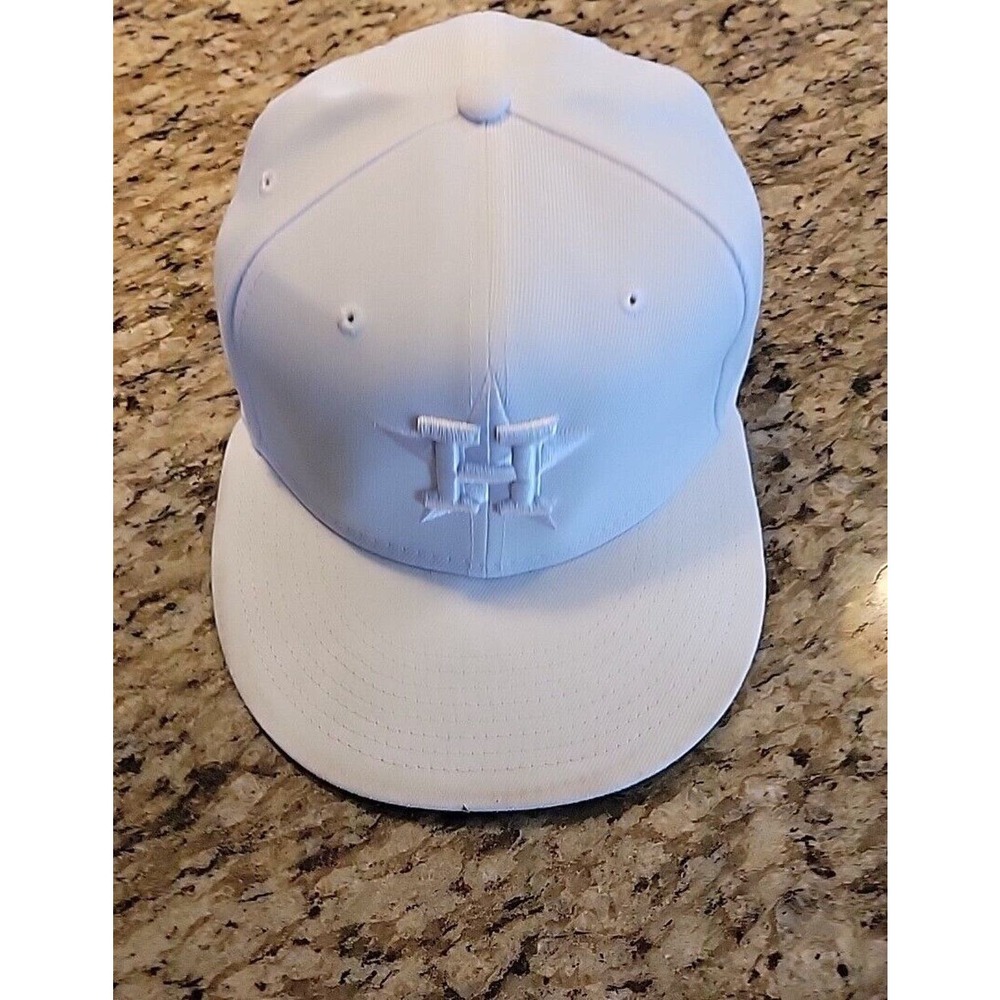 Houston Astros hat cap New Era 59Fifty Fitted Size 7 MLB Baseball White - Picture 12 of 13